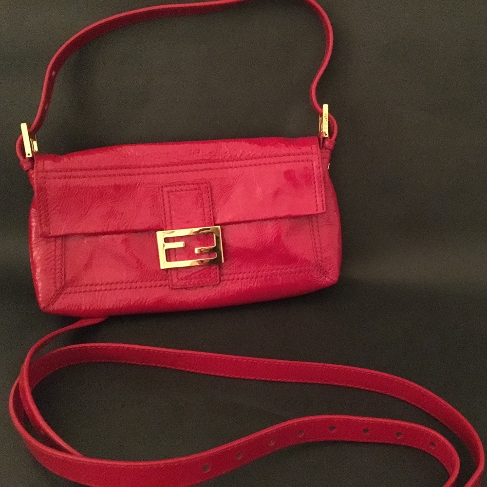 Fendi Red Baguette Patent Bag